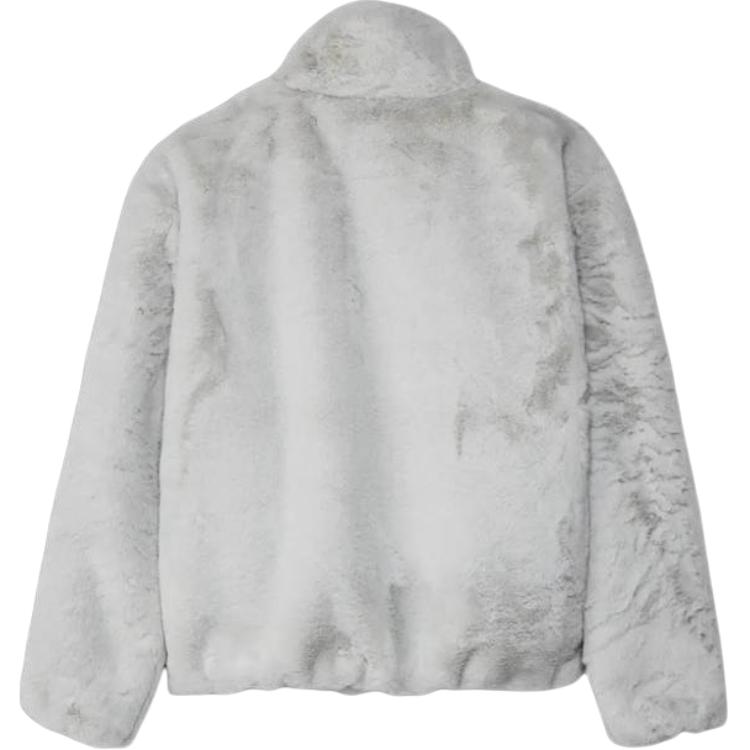 Nike Womens Faux Fur Oversized Swoosh Logo Jacket Photon Dust/Cashmere Women Streetwear DO3791-025