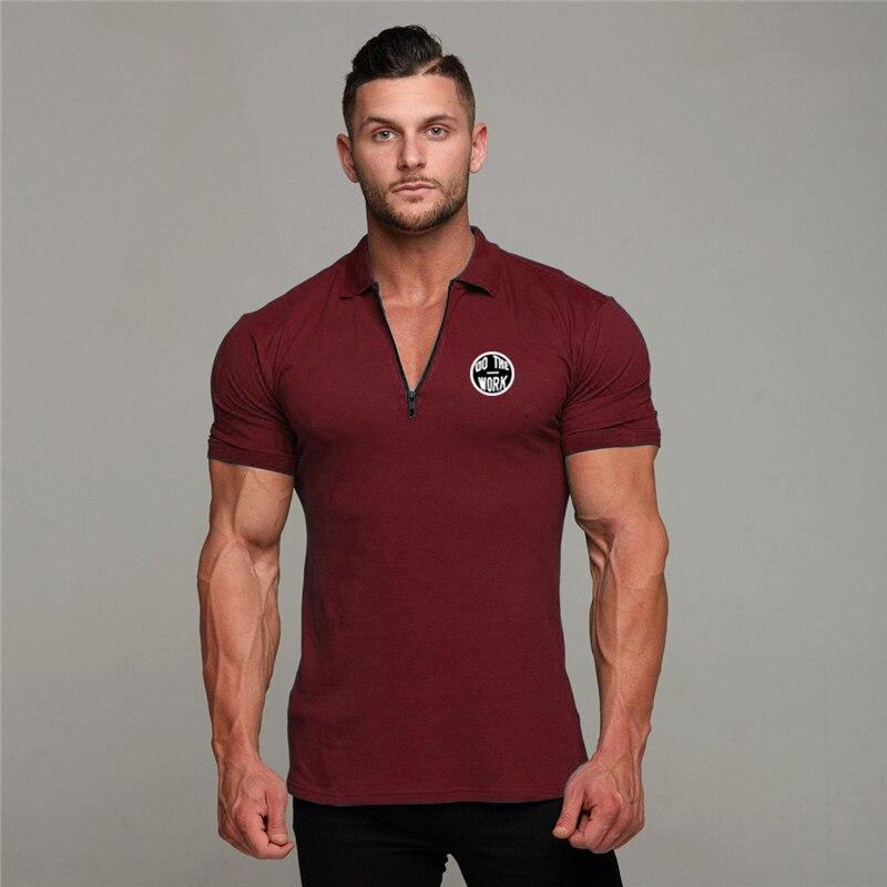 Muscleguys England Style Fashion Cotton Fitness Polo T-Shirt Men Polo Shirt Zip Polo Tees  Brand Short Sleeve Gym Bodybuilding Clothing