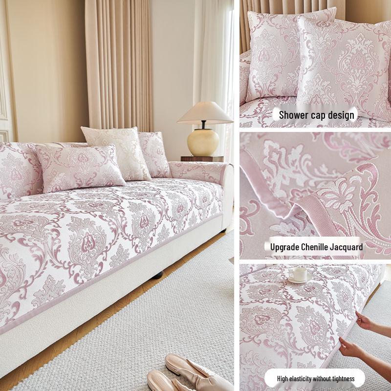

2025 Retro Luxury Chenille Sofa Slipcover – All-Season Universal Cushion Lumbar Pillowcase 30x50 рожевий