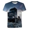 Summer Fashion New Heavy Truck Pattern Men's Print Image Fun Round Neck Short Sleeve Extra Large Comfortable Top