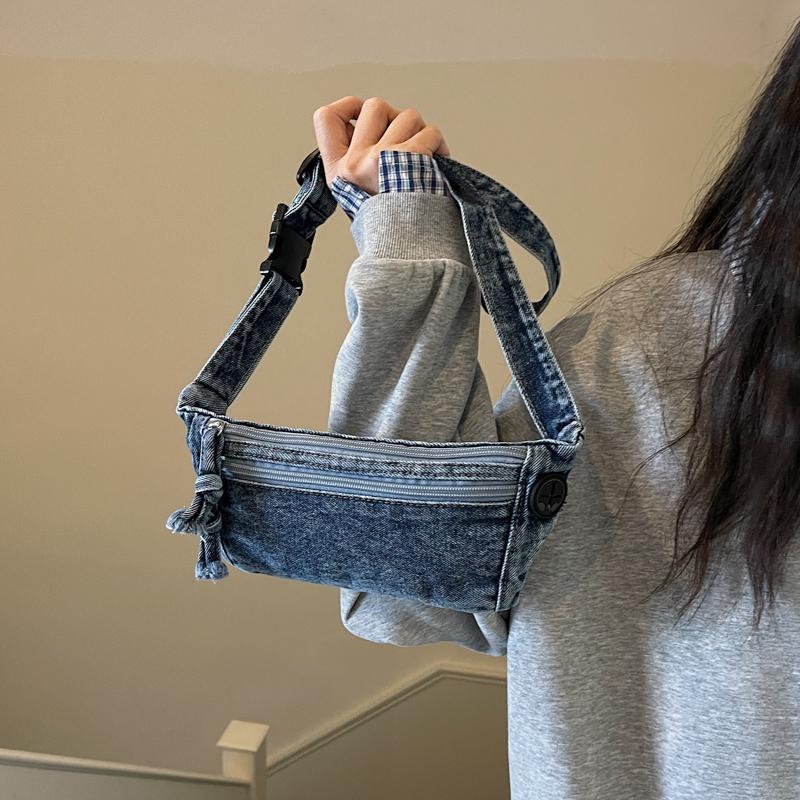 Borsa Mini in Denim Multistrato Retrò Borsa per Cellulare Borsa a Tracolla da Donna