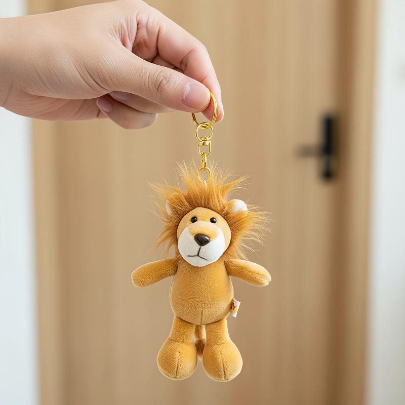 Cartoon Animal Plush Keychain 15Cm Soft Stuffed Toy Pendant For Bags Keys Elephant, Tiger, Lion, Cat, Penguin, Monkey