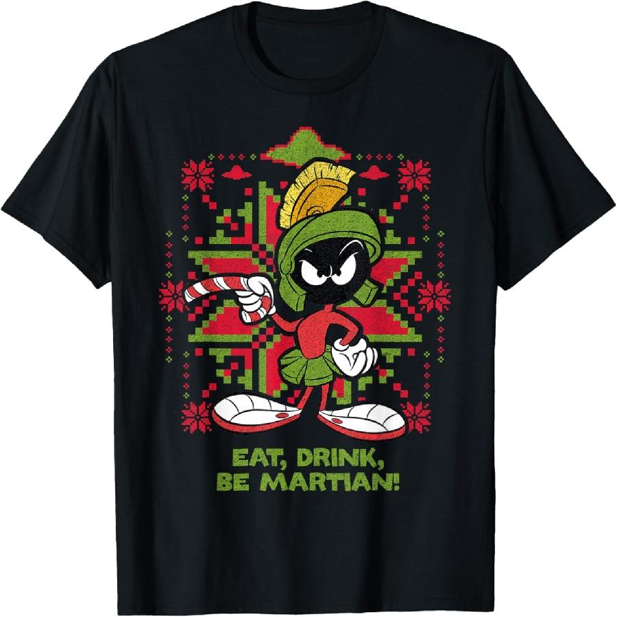 Marvin Martian Xmas Eat Dark T-Shirt S