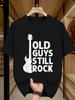 Men'S Retro Rock Pattern T-Shirt OLD GUYS STILL ROCK Electric Guitar Design Lightweight Stretch Knit