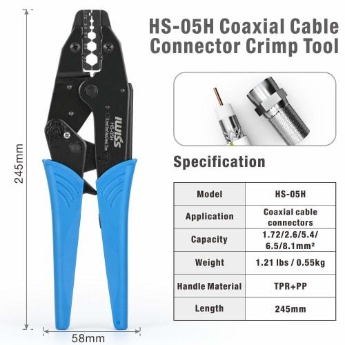 IWISS Coaxial Cable BNC Crimping Tool, Ratchet Type, HS-05H (formerly LS-05H)