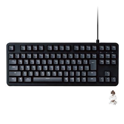 Elecom Teclado japonés para juegos con teclas completas, 50 millones de veces más duradero, marrón y negro, con cable, mecánico, rollover, diseño, sin teclado numérico, interruptor, táctil, eje