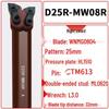 Spring Steel Dual-Head CNC Tool Holder D25R-MWN08R/L/H for Bore Turning & Boring, Compatible with Various Outer Diameters