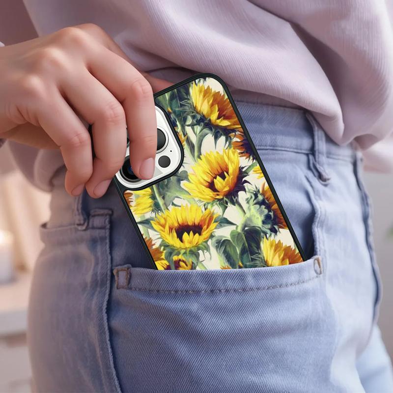 Sunflower Floral Phone Case For iPhone 17 Air 15 16e 14 13 Pro Max Coque 12 11 Pro Max PLUS cover