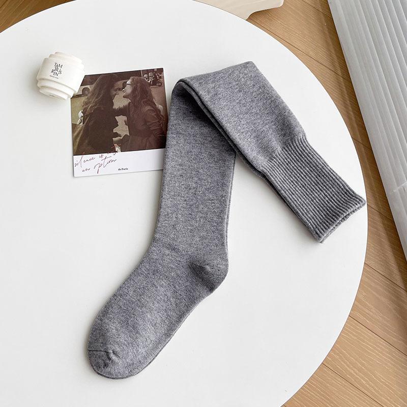 Knee Socks Children Autumn And Winter Thickened High Tube Wool Warm Knee Socks Solid Color Versatile High Waist Non-Slip Stockings