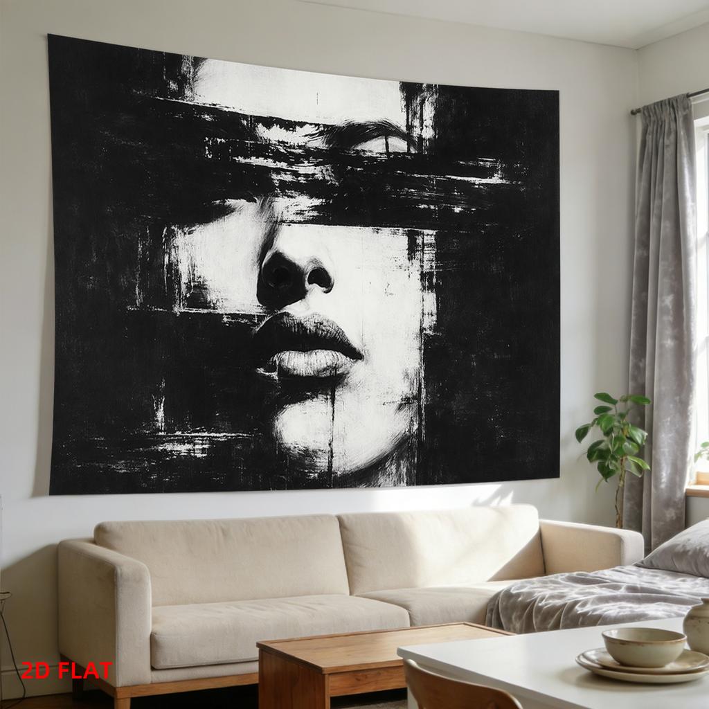 Black And White Abstract Portrait Tapestry Modern Minimalist Wall Cloth Living Room Background Wall Room Decoration