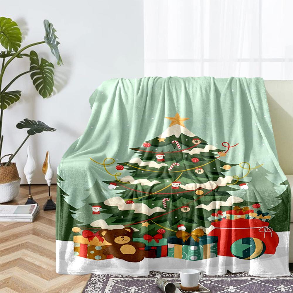 Christmas tree Theme Printed Blanket - Perfect for Couch, Bed, Travel & Outdoor Use | Machine Washable, Cozy & Durable.