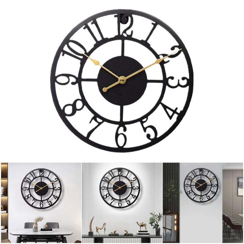 Industrial Themed 12Inch Rusts Resistant Metal Wall Clock Quiet Not Ticking Movement For Home Office Cafes Decoration