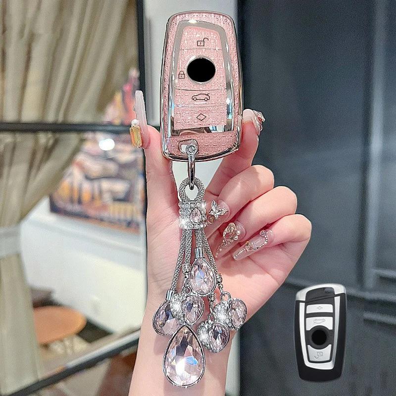 Pink Diamond Style TPU for Bmw F20 F30 G20 F31 F34 F10 G30 F11 X3 F25 X4 I3 M3 M4 1 3 5 Series Car Key Case Cover Fob Keychain