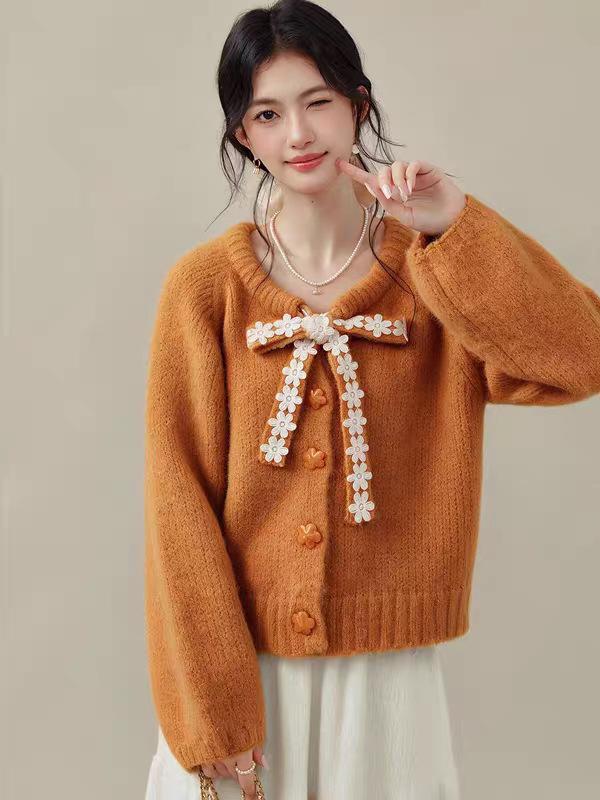 Loose Knit Bowknot Cardigan for Women - Korean Style, Spring/Autumn Sweater Top