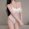 Sexy Perspective French Erotic Underwear Women's Three-point One-piece Lace Perspective Small Chest Temptation Pajamas A