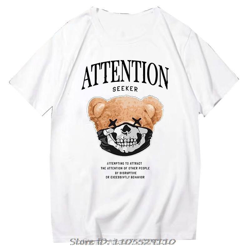 Teddy Bear Tshirt Cool Robotic Graphic Tops Harajuku Cartoon Streetwear Fitness Clothes Casual Fashion Tee Roupas Masculinas