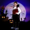 Elegant Black And Red Vampire Costume For Boys With Lace Details And Stand-up Collar