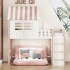 Flat Bed Children 90x200cm High And Low for Boys Girls Home Roof Shape Family with Safety Ladder Storage Compartment Multifunctional Solid Wood