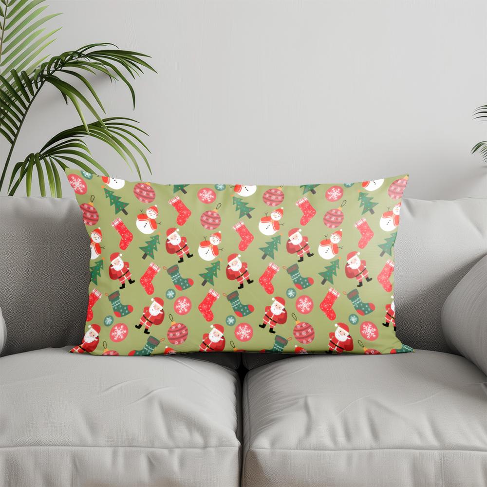 Home Decor Festive Christmas Pattern Pillow Suitable For Sofa Bedroom Car Pillow Cover Cushion Rectangular Back Cushion