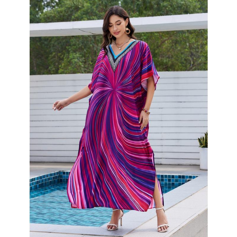 Plus Size Women's New Beach Blouse Print Loose Holiday Bikini Sunscreen Swimsuit Blouse