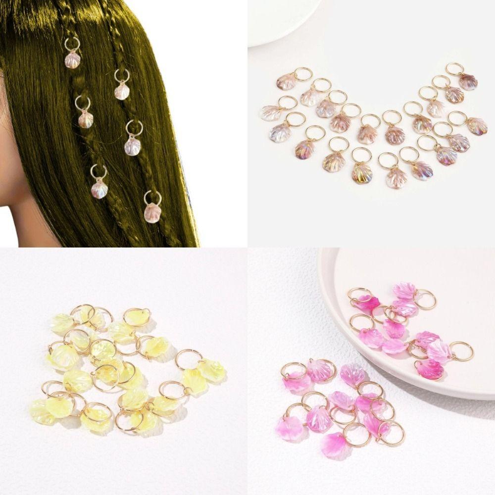 20pcs Metal Cuff Clips Shell Hair Rings Set Headwear Hair Braid Tubes Dreadlocks Beads  Decor