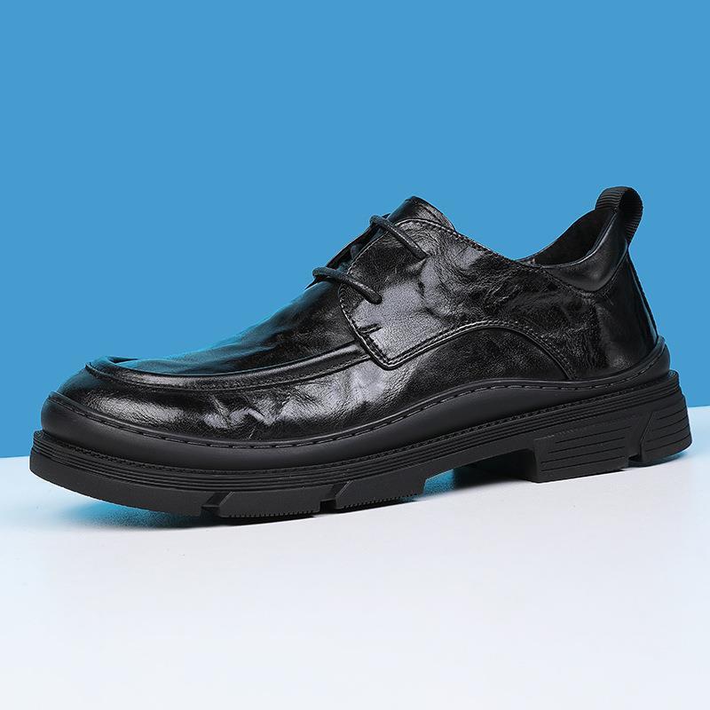 

Leather shoes men s 2025 new trend versatile business casual shoes men s British leather soft leather black soft sole men s shoes 44