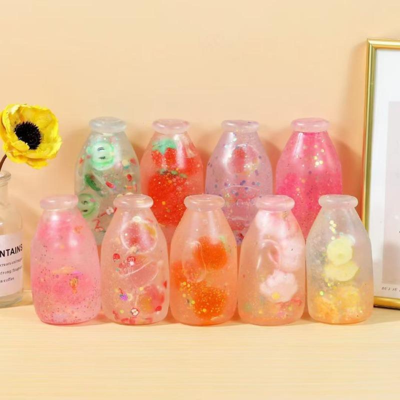 Popular Simulation Candy Bottle Sugar Ball Milk Bottle Kneading Music Toy Decompression Plastic Small Dump Sensory Toys