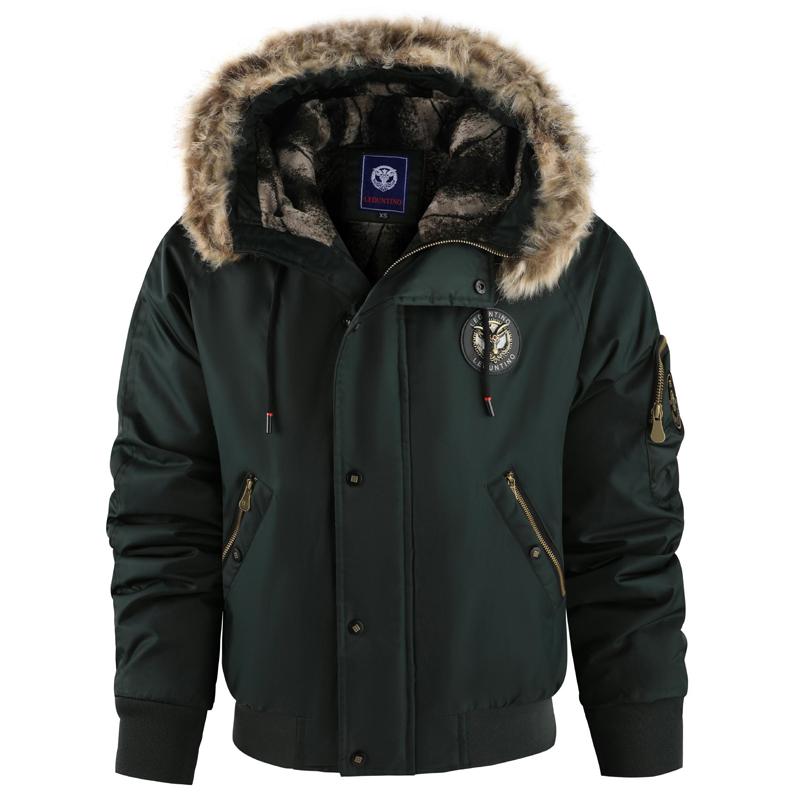 Winter Men's Warm Down Parkas Fashion Men Fur Collar Thick Windbreaker Padded Coats Men Fleece Lined Thermal Jackets Clothing