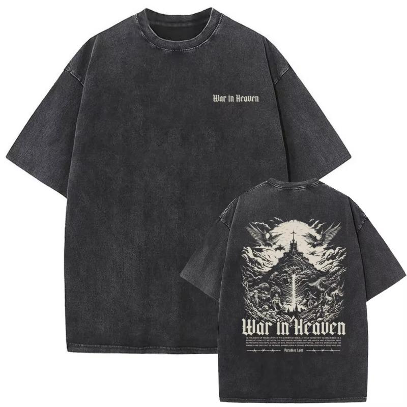 Christian Religious Series Jesus Vintage Washed T-shirt Men Women Gothic Rock Oversized Short Sleeve T Shirts Hip Hop Streetwear