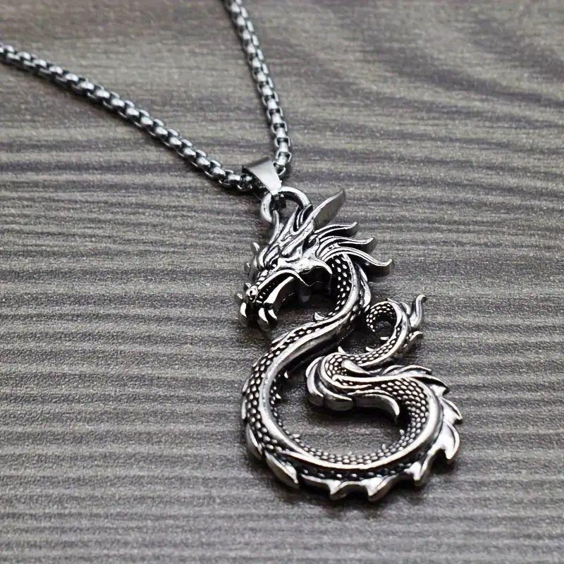 Chinese Dragon Pendant Necklace, 2024 Year of The Dragon Zodiac Jewelry