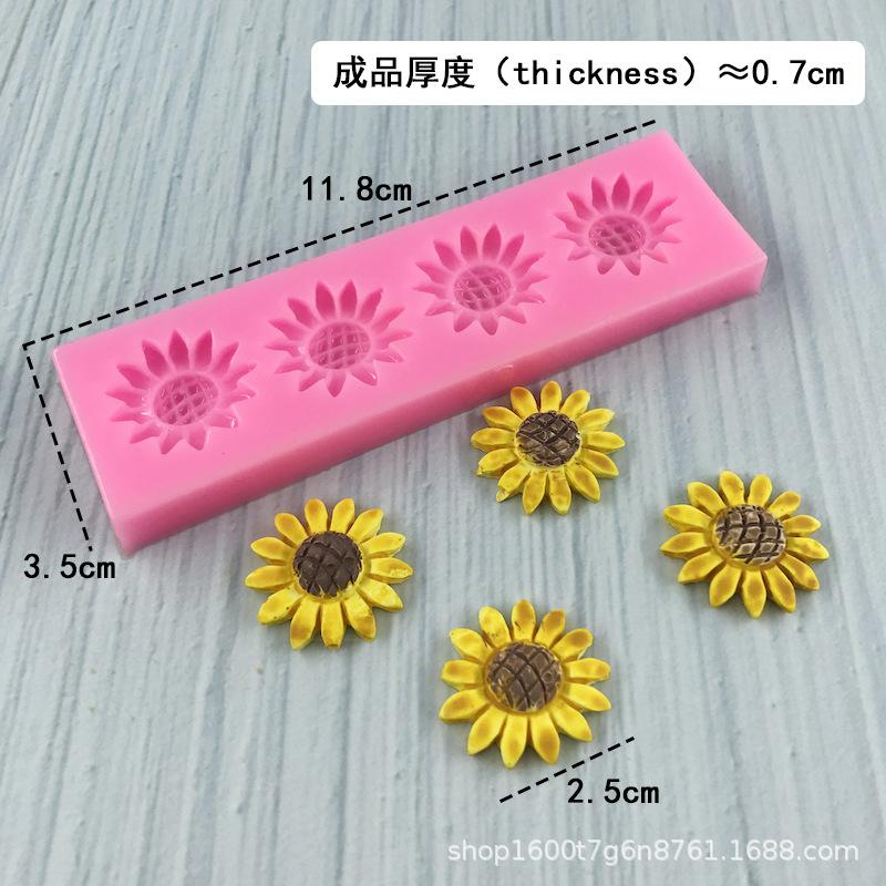 4 even sunflower sunflower silicone mold DIY smiley face flower baking fondant decoration tool fondant cake mold