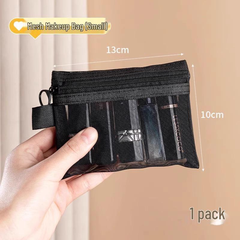 Flocking Love Mesh Portable Cosmetic Bag - High-Value, Simple Design