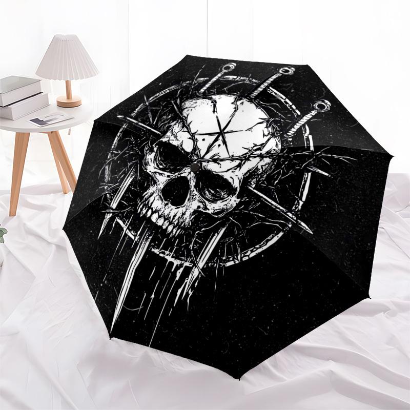 1pc Skull with Crown of Thorns Umbrella with Plastic Handle,Suitable for All Seasons Home Travel Outdoor UmbrellaDD1446