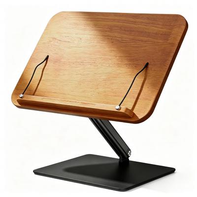 Suporte de Livros KUUVAN, Acabamento em Madeira, Painel de Madeira Natural, Mesa, Estrutura de Alumínio, Excelente Estabilidade, Ângulo/Altura Infinitamente Ajustáveis, Ponderado B