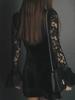 Elegant Mesh Lace Deep V Long Sleeve Dress for Women