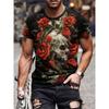 Men's T-Shirt Vintage Punk Short Sleeve Skull Print Men Top Oversized Casual Hip Hop T Shirt Summer O Neck Men's Tee Clothing
