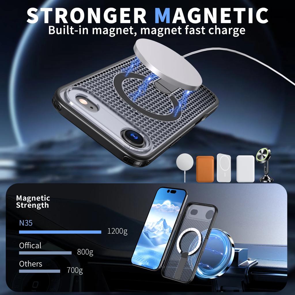 For Iphone17 Stand Holder Wireless Charging Case for Iphone 17 Air 16 Pro Max Plus Pro Iphone16 Iphone17 Protective Covers
