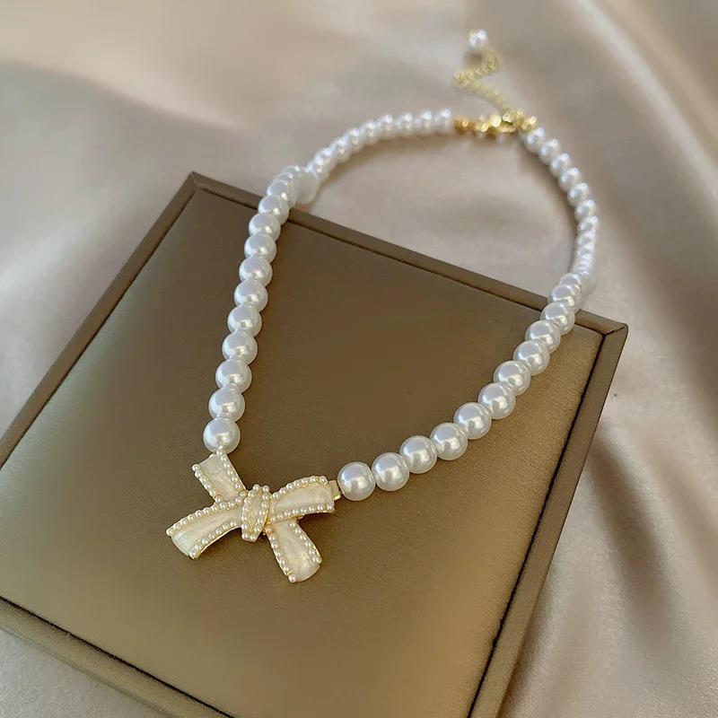 Coquette Aesthetic Pearl Necklace Korean Fashion Choker Planet Necklace Heart Pendant Y2K Accessories Cool Girl Hip Hop Jewelry