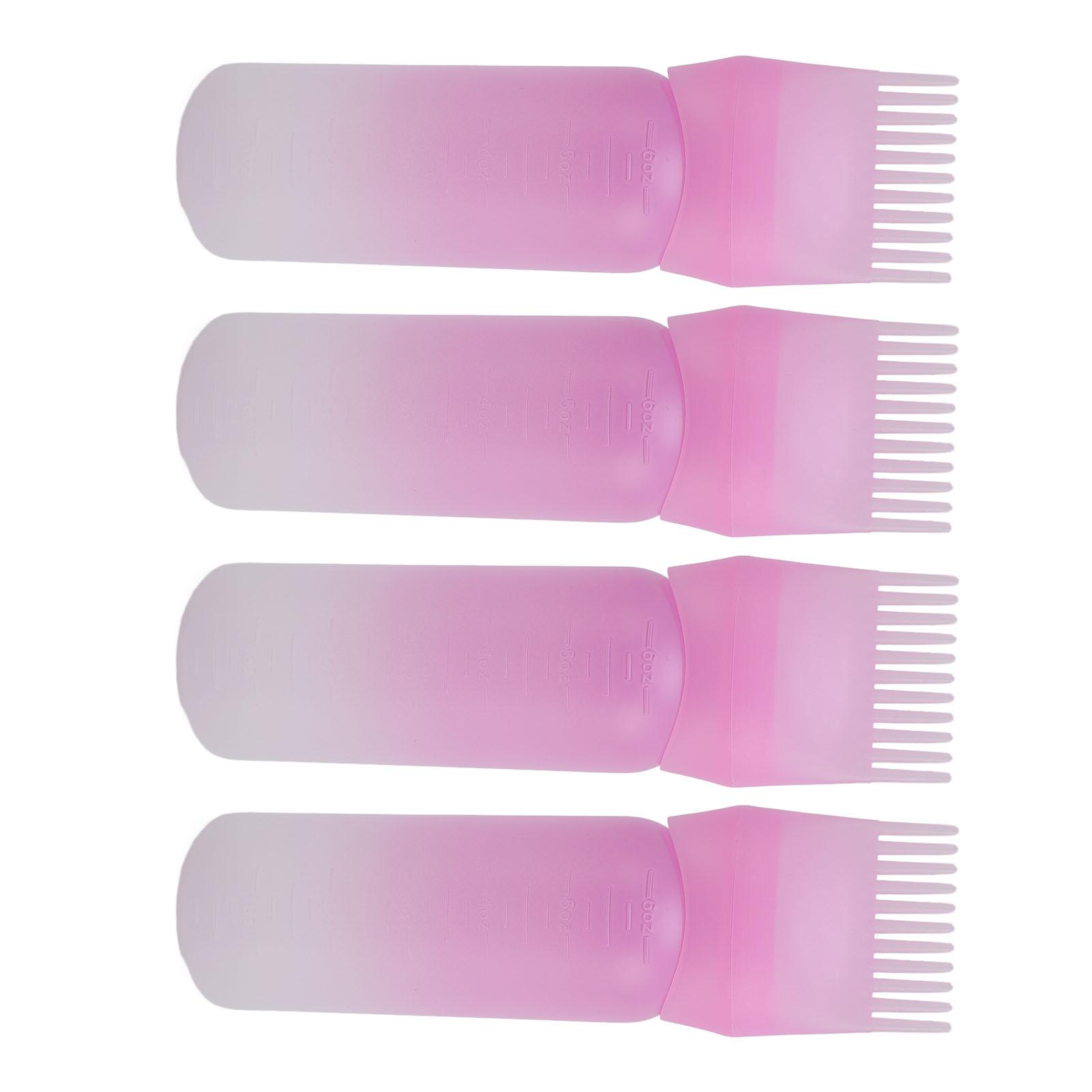 

4 шт. флакон-аппликатор для расчески корней, флакон-аппликатор для масла для волос, аппликатор-кисть с градуированной шкалой розовый