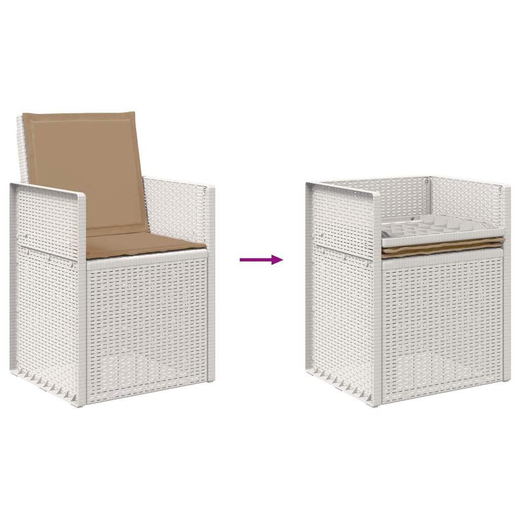 Outdoor Dining Set with Cushions 5 pcs White and Taupe PP