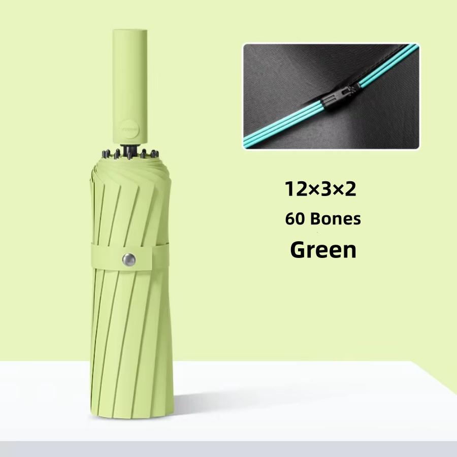 60 Bones Windproof Travel Umbrella for Rain - Lightweight, Strong, Compact with & Easy Auto Open/Close Button 1PC