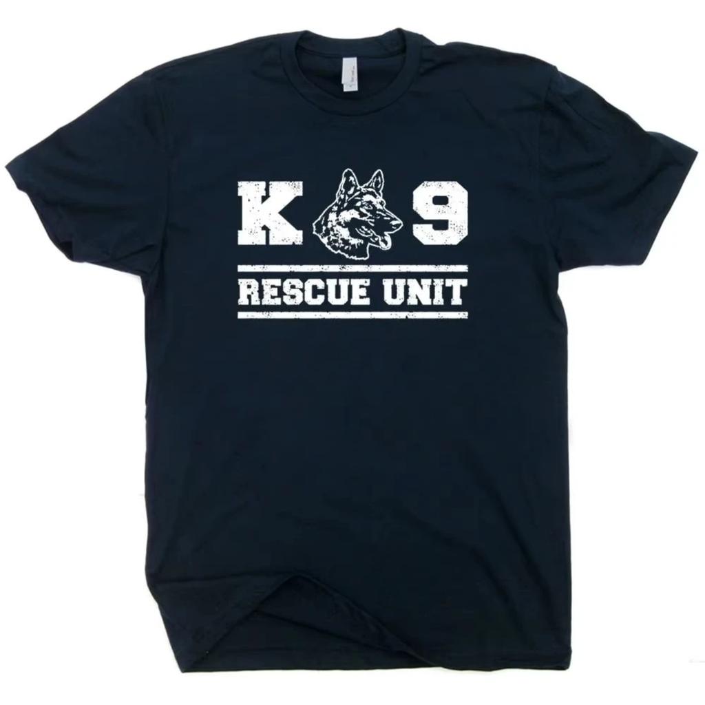 2026 New German Shepherd Fireman Military Fan Print Premium Men's Short Sleeve Crew Neck Comfortable Loose Tee