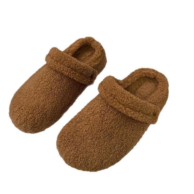 Baotou Plüschpantoffeln Damen Outdoor 2025 neu Herbst und Winter Mode Lammwolle niedliche Plüsch Halbpantoffeln Boken Schuhe