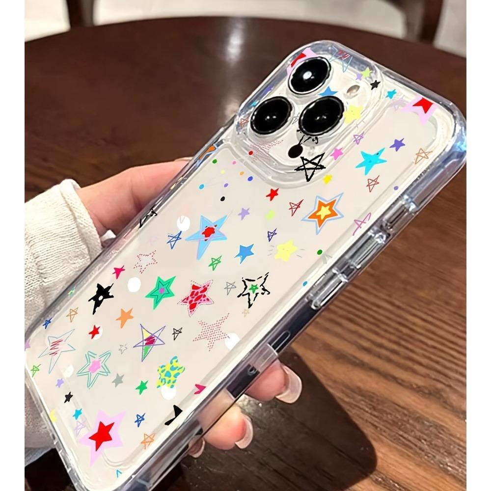 Cover per telefono con motivo a stelle colorate, adatta per telefoni serie iPhone 17, 16, 15, Plus, Pro, Max - adatta per l'uso come regalo