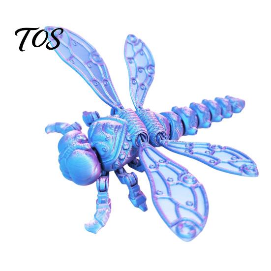 Flexible Dragonfly Model 3D Printed Figurine, Articulated with Movable Joints, Toys Stress Relief Insect Fidget Toy for Desk Decoration Collectible