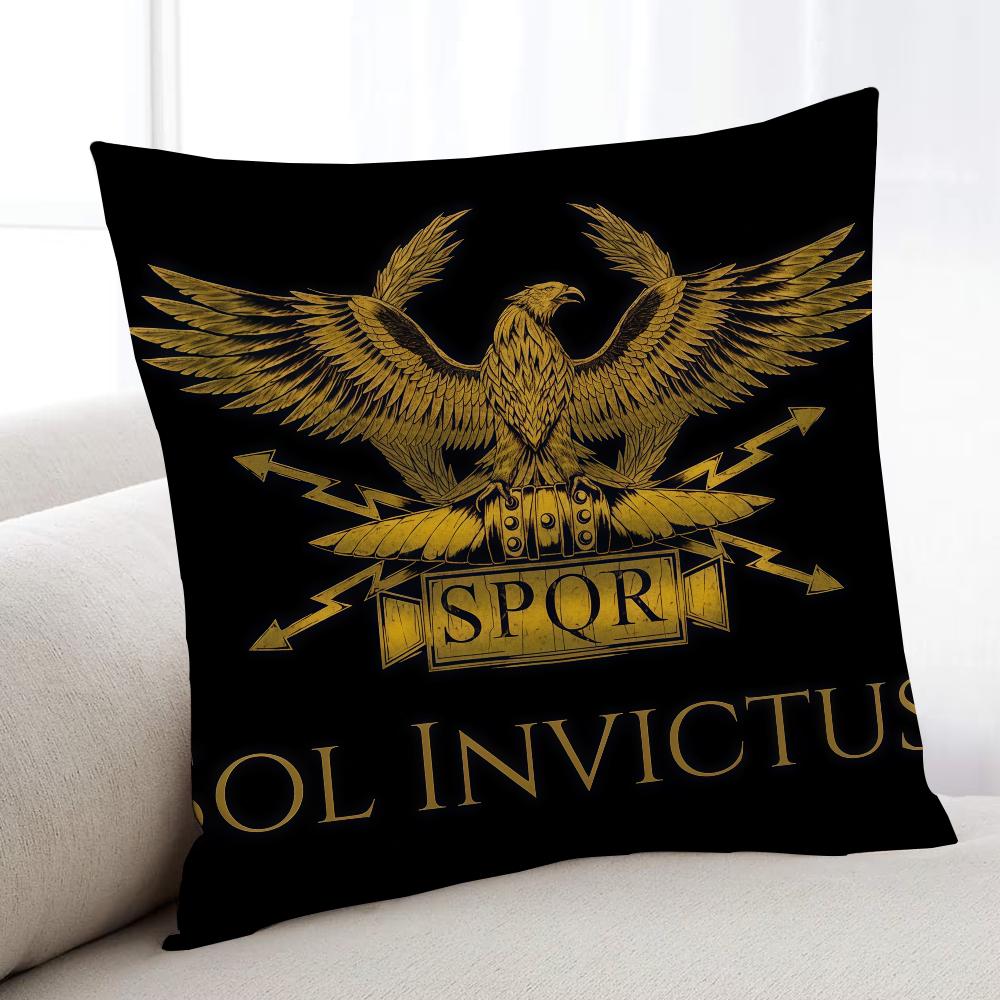 

SPQR G-Gold Imperial Eagle Rome cushion cover Home Bedding Sofa living Room pillowcase Simple Soft Skin Cushion Cover Party Gift 12x12Inch