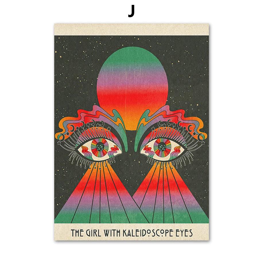 Psychedelic Eye Mushroom Rock Band Retro Boho Wandkunst Nordic Poster Leinwand Malerei Drucke Wandbilder für Wohnzimmer Dekor