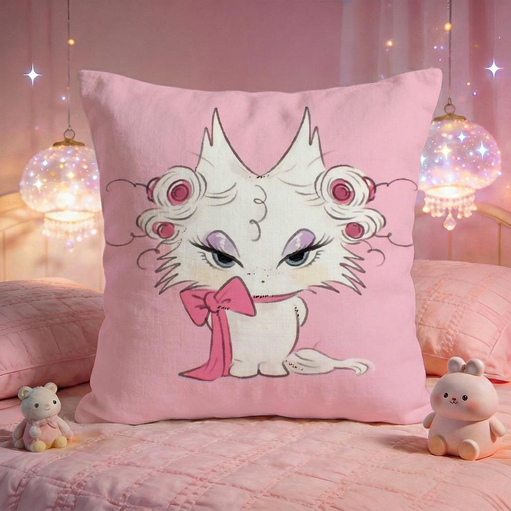 Pink Kitty Dream Cushion Cover Premium Comfort Reversible Pillow Cove Two in One Design for Any Room Car Interior
