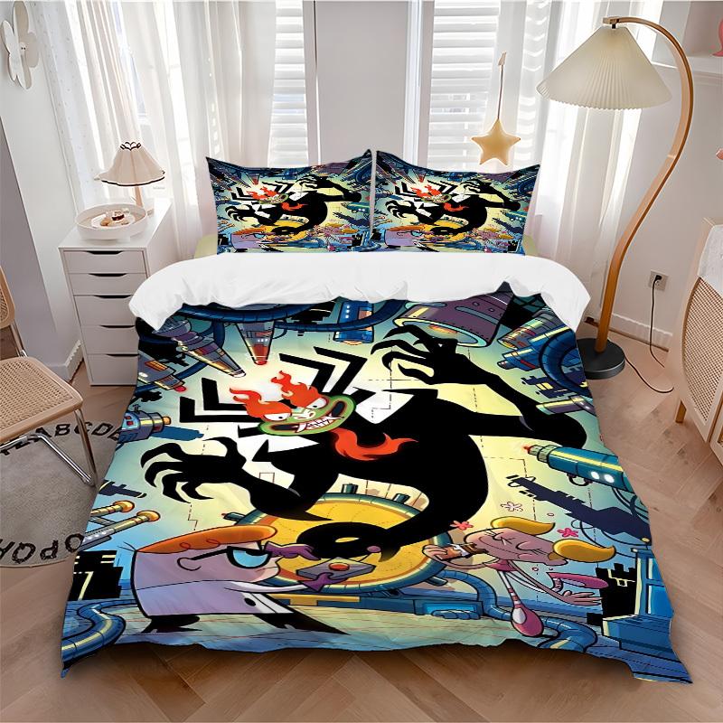 3pc Dexter s Laboratory Bedding Set Guest Room Bedroom Decor Christmas Halloween Decor Gifts- All Seasons (No Insert)a1013140 135x200cm