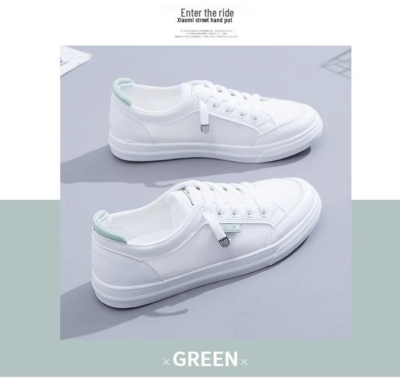 Women's 2025 Summer White Mesh Breathable Flat Casual Sport Shoes